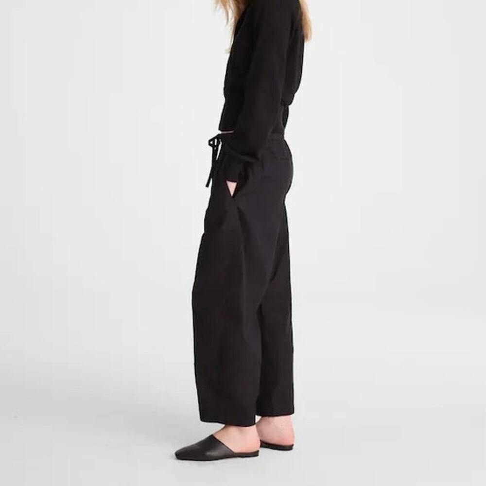 NWT Madewell Pull-On Barrel-Leg Utility Pants In Poplin Jet Black Size Medium - Picture 2 of 10